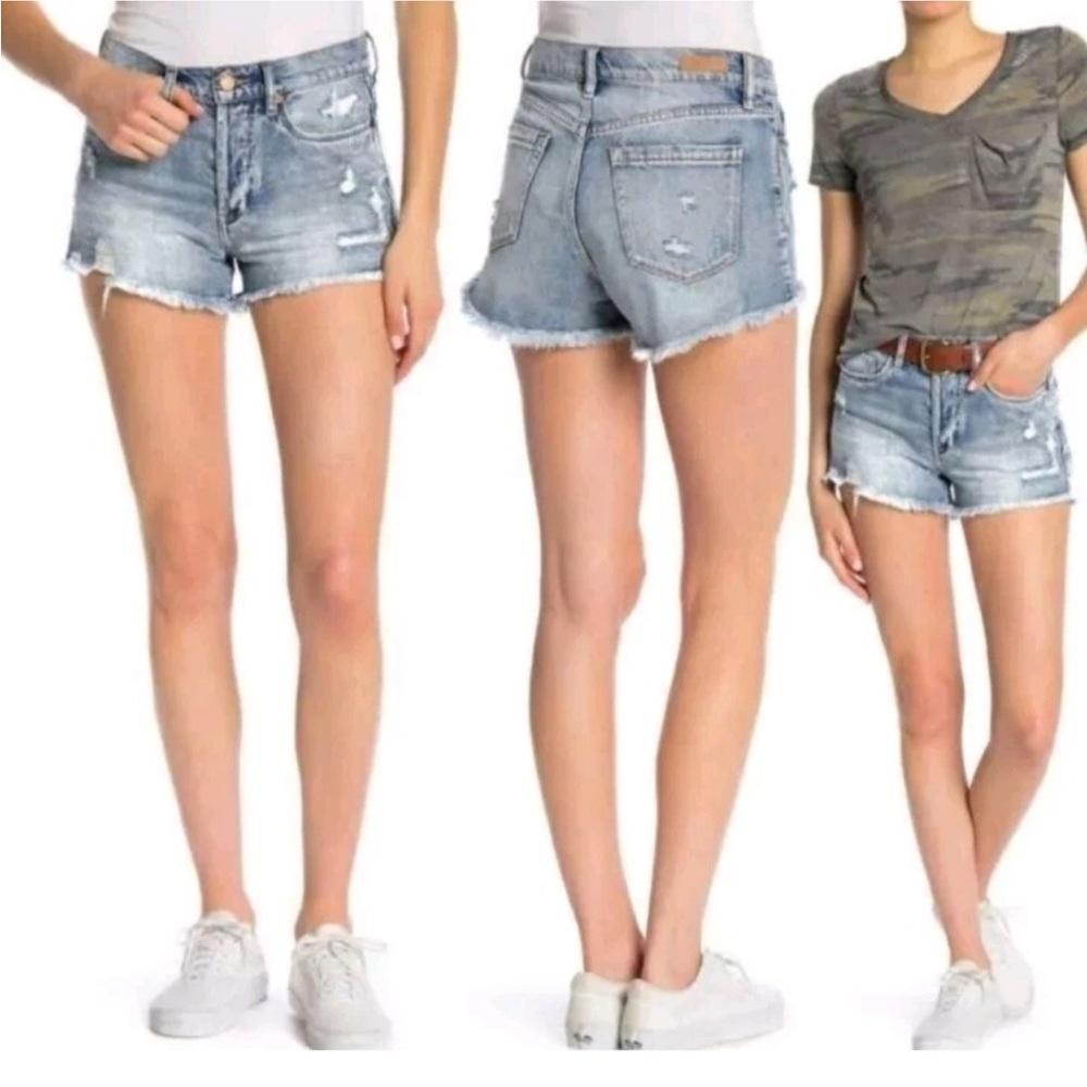 Blank NYC Women's Distressed Denim Shorts - Light Blue